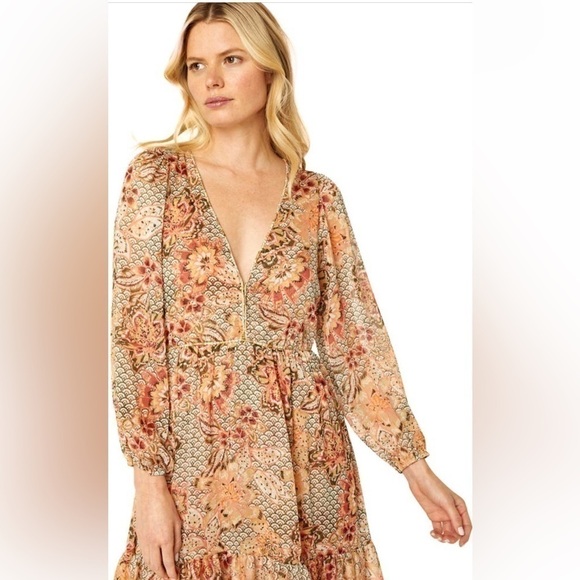 MISA Anahita Floral Medallion Chiffon Midi Dress - Picture 2 of 4